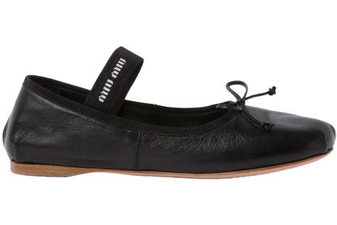 miu miu бомбер|Ebony Crackle Leather Ballerinas .